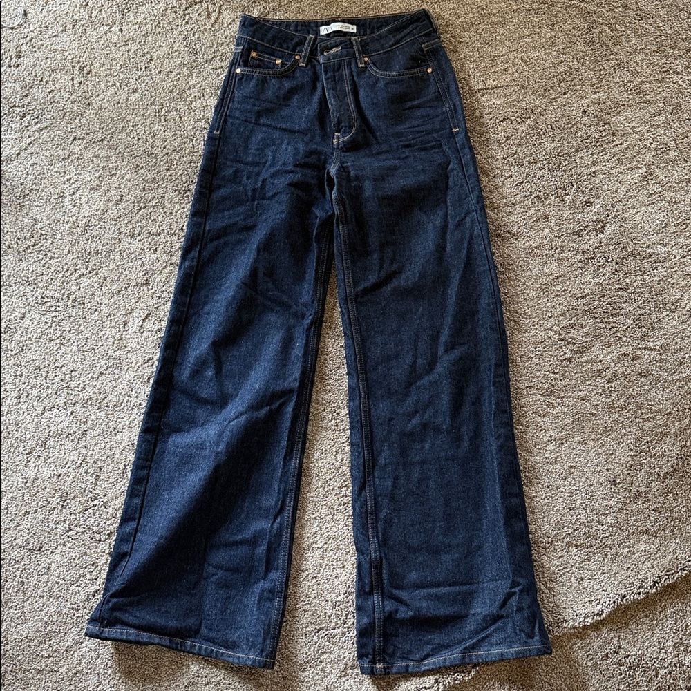 Zara Women's High Rise Jeans - Dark Blue- WORN ONCE